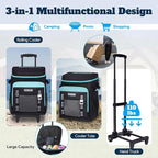 INSMEER Cooler with Wheels and Handle, 80 Cans/50L Rolling Cooler, Portable Soft Sided Cooler with Wheel, 2-in-1 Collapsible Trolley Cart, Large Coolerbag for Grocery Shopping