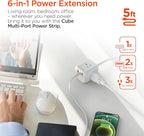 HyperGear Surge Protector Multi Plug 6-in-1 Wall Extension Cord - Multiple Wall Plug Extension Outlet Splitter, Multiplug Electric Power Extender, Electrical Multi-Outlets Power Socket
