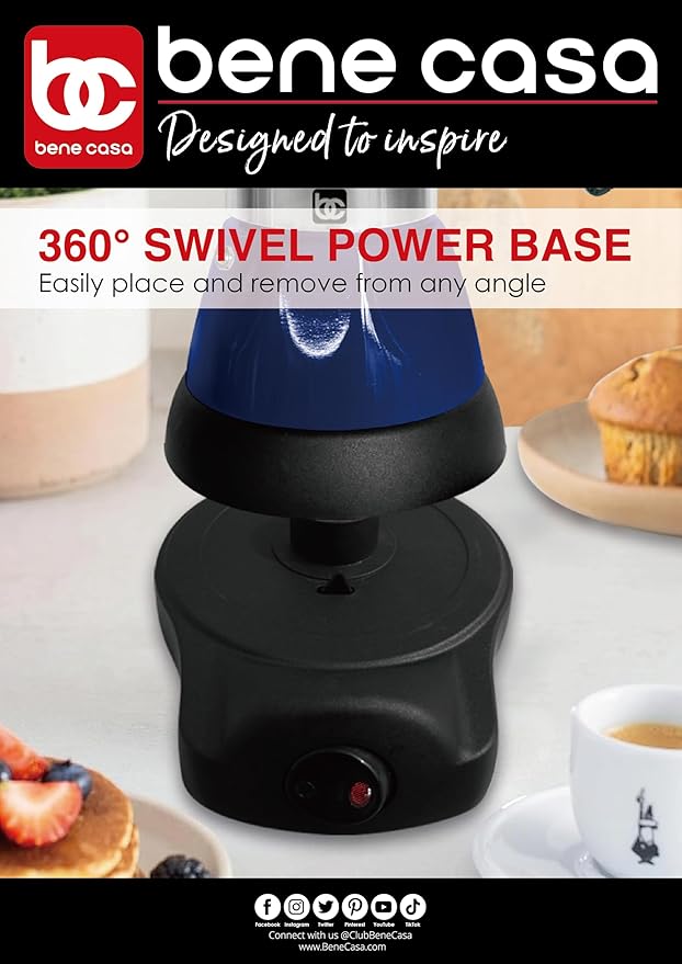 Bene Casa Blue Portable Electric Espresso Maker/Cafetera, 1-3 Cups/Shots (1, BLUE)