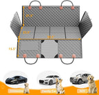 PETICON Back Seat Extender for Dogs, Hard Bottom Dog Car Seat Cover - Supports 400lbs, Rear Seat Pet Cover with Mesh Window, Waterproof Dog Hammock for Car SUV