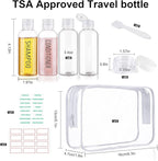 Travel Bottles for Toiletries 8 Pack 3.4oz 0.35oz TSA Approved Travel Size Containers Leak Proof Plastic Small Cream Jars Squeezable Empty Toiletry Bottles for Shampoo Conditioner(Clear)