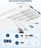 charmast 10000mAh Portable Charger with Built-in Cables, 6 Outputs & 3 Inputs Power Bank, Compact Travel Essential Battery Pack for iPhone 16/15, Samsung S25/S24, Google Pixel, iPad, AirPods & More