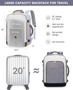 LOVEVOOK Large Travel Backpack for Women, 50L Carry on Backpack Airplane Approved, TSA Personal Item Travel Bag for Women fits 18" Laptop, Waterproof Carry on Bags for airplanes with 3 Packing Cubes