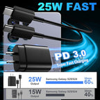 Type C Charger Fast Charging 10FT Cord 25W Samsung Super Fast Charger Android Phone Charger Block for Samsung Galaxy S26/S26+/S26 Ultra/S25/S25 Ultra/S25+/S24/S23/S22/S21/S20/Note 20/Note 10, Black