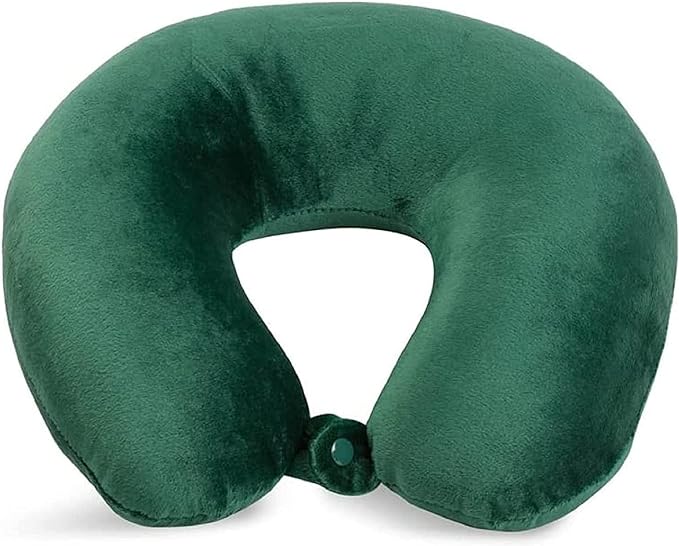 Wolf Essentials Adult Cozy Soft Microfiber Neck Pillow for Travel – Compact, Machine Washable - Perfect for Airplane, Car, or Home Use - Filled and Finished in The USA – Green