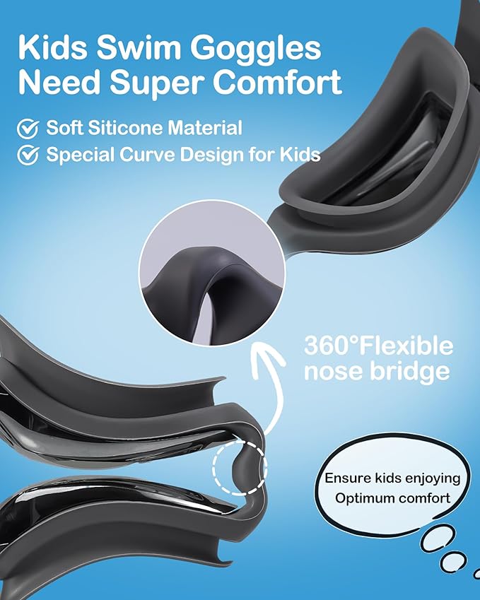 Aegend Swim Goggles for Kids Youth 3-14 Anti-Fog Anti-UV Comfort Fit Goggles for Swimming