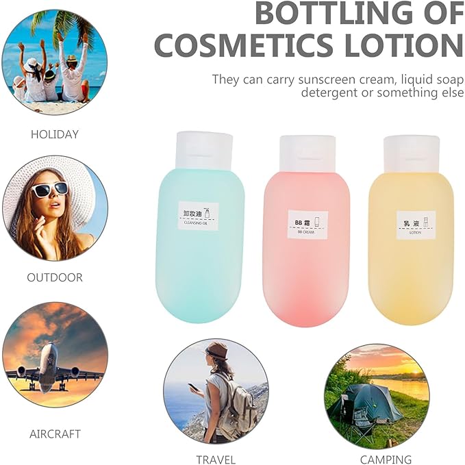 3pcs 60ml Colorful Squeeze Lotion Bottles with Flip Caps Leak-proof Travel Storage Containers for Shampoo, Body Wash, and Toiletries