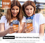 Qi2 Magnetic Portable Charger 10000mAh, 15W Wireless & 22.5W USB-C Fast Charger with Stand & LED Display, for iPhone 17/16/15/14,Orange