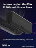 Lenovo Legion Go 65W 12800 Power Bank, Portable Power for Handheld Gaming and Other Devices, USB-C Integrated Cable, Magnetic Attach, Built-in Stand, Black