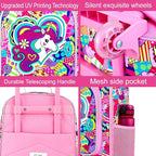 2Pcs Girls Luggage Set, 18" Kids Unicorn Carry on Suitcase with Wheels, Cute Unicorn Travel Rolling with 12" Toddler Backpack(Pink)