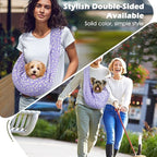 Pawaboo Small Dog Sling Carrier, Reversible Hands Free Dog Sling Carriers for Small Dogs and Cats, Puppy Slings Carrier with Safety Harness, Puppy Essentials, Purple Daisy