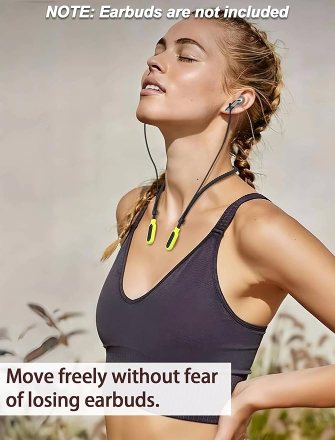 HALLJOY for Galaxy Buds 4/4 Pro/Buds 3/3 Pro Strap Neckband, Anti-Lost Accessories, Support Volume Control, Ergonomic Design, Fit Airpods Pro 3/2/1, Airpods 4, 3, 2, 1, Black Band/Yellow Tip