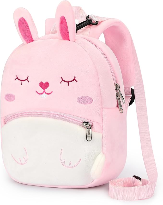 mibasies Toddler Backpacks for Girls 2-4: Plush Backpack -3D Animal Cartoon Mini Travel Bag -10 inch Toddler Backpack Leash