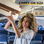 6 Piece Luggage Sets with Bags, Lightweight Expandable Checked Luggage Sets, Hardshell ABS Spinner Wheels Carry on Suitcase with TSA Lock, for Travel, Women Men (2 Cream Brown, 18/20/24/28inch+2bags)