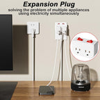 Oviitech Grounded Outlet Wall Tap Adapter with Red Indicator On/Off Power Switch (3 PK/Double Switch)