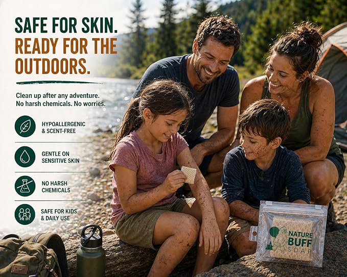 2-Pack Biodegradable Soap Unscented Travel-Sized Camping Soap Bars -All-In-One Backpacking Essentials Outdoor Recreation Soap Bar and Washcloth