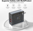 USB C Charger Block, 60W 5-Port Type C Charger Fast Charging Block, USBC USB Multiple Port Wall Charger Plug Adapter for iPhone 17/Air/16/15/14/13/12/11 Pro Max, Samsung Galaxy, iPad, Tablet (Black)