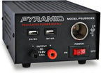 Universal Compact Bench Power Supply - 7 Amp Regulated Home Lab Benchtop AC-Dc Converter Power Supply for CB Radio, HAM W/ 13.8 Volt Dc 120V AC Supply, Dual USB, Cigarette Lighter - Pyramid PSU990KX