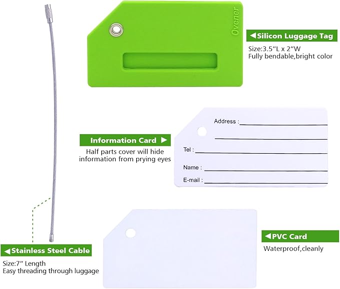 Silicone Luggage Tag with Name ID Card Perfect to Quickly Spot Luggage Suitcase