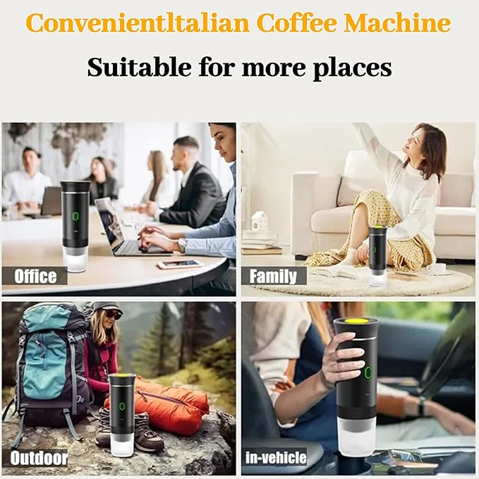 Portable Coffee Maker Espresso Machine for Camping Travel Nano Home Office Gym Car Coffee Maker, Self Heating & USB-C Rechargable