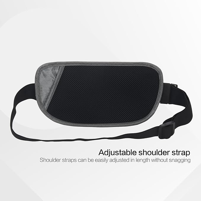 Slim RFID Blocking Money Belt for Travel - Anti-Theft Hidden Passport Holder Waist Wallet with Secure Pouch for Cash, Credit Cards & Phone Safe (Grey)