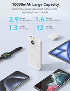 Portable Charger, 10000mAh 22.5W Power Bank Fast Charging with Wall Plug, Built-in Cables, LED Display, Compact Lightweight USB C Travel Battery Pack for iPhone 17/16, Android Cell Phone, Pad, iWatch