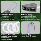 Vigorport Retractable Travel Clothesline, Portable Clothes Line Heavy Duty Rope Pully System with Carabiner for Outdoor Camping, Cruise Ships, Indoor Backyard, Balcony (White, 28Ft)