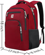 Volher Laptop Backpack,Business Travel Anti Theft Slim Durable Laptops Backpack,Water Resistant College Computer Bag for Women & Men Fits 15.6 Inch Laptop and Notebook-Red