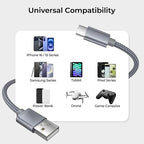 Basesailor for iPhone 17 16 Pro Max Charger Cord,USB to USB C Cable,Type C Charging Power Cord for Apple 17e 15 iPad 10 Air 4 5,Samsung Galaxy S26 S25 S24 S23,Grey,3Pack 3.3/6.6/10FT(1/2/3M)