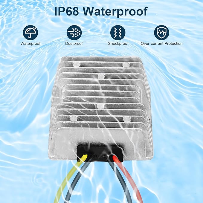 10A 120W Golf Cart 18V 20V 24V 36V 48V Step Down to DC 12V Converter Voltage Regulator Reducer Power Buck Converter Waterproof Transformer(DC 16-58V Inputs