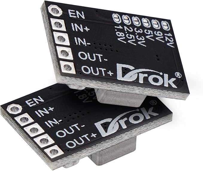 DROK DC Buck Converter, 6pcs Mini Voltage Regulator DC 4.5-20V 12V 9V Step Down to 5V Reducer Board 3A 10W Fixed Adjustable Volt Output Step-Down Transformer Power Supply Stabilizer Module