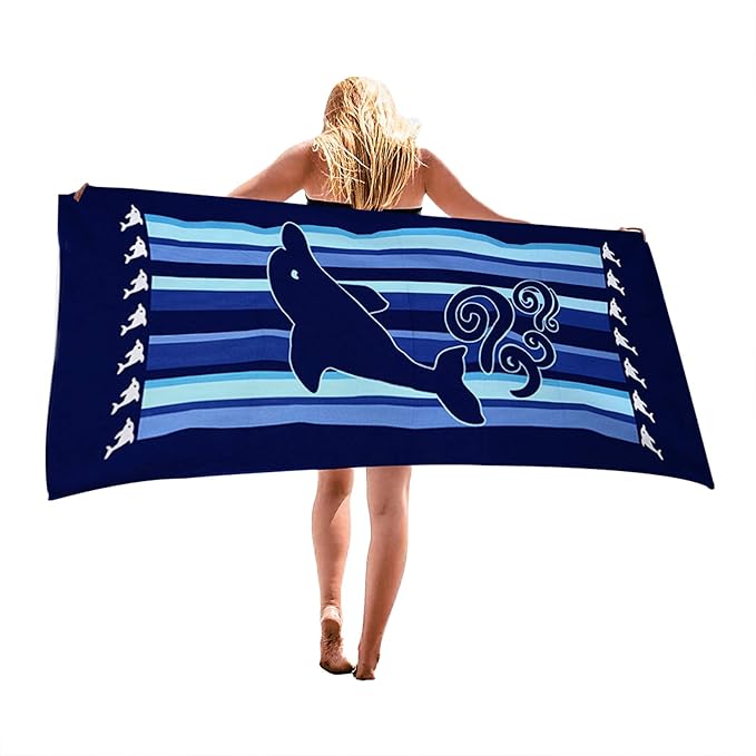 Beach Towel Microfiber Beach Towels Sand Free Quick Dry Lightweight Thin Sand Free Towels Dolphin Travel Towels for Adults Women Men Girls Kids Beach Essentials Accessories