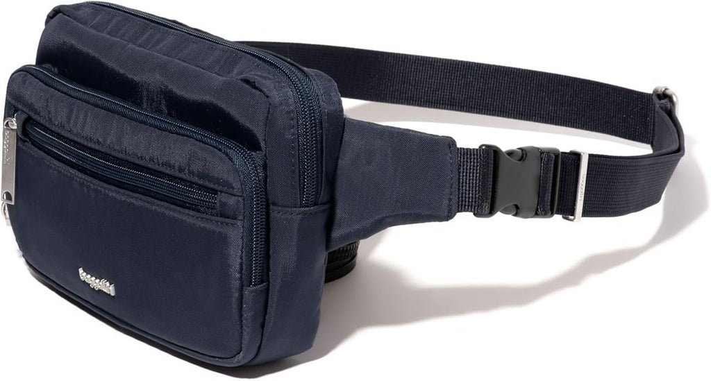 Baggallini Securtex Anti-theft Belt Bag 8.8"x5.5" Crossbody Fanny Pack for Women RFID Wallet Locking Zipper Travel Purse