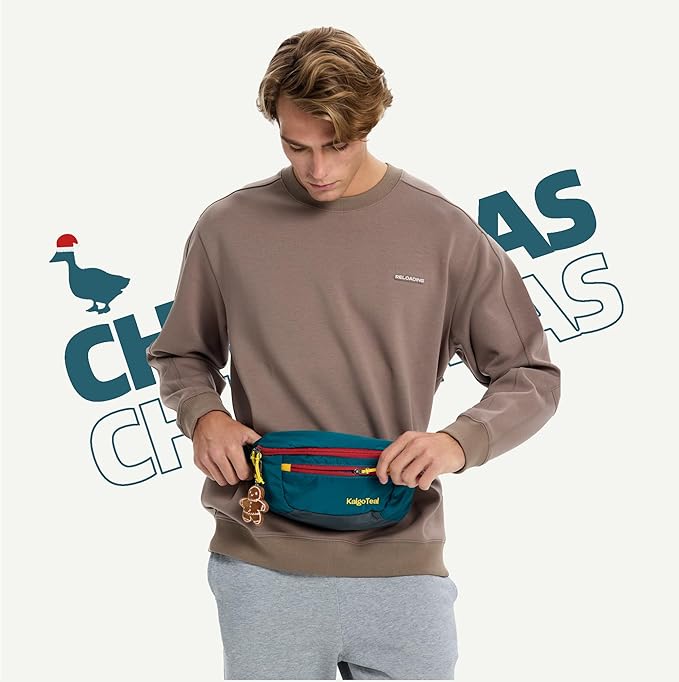 Ultralight Travel Waist Pack 2.5L, Large Water Resistant Fanny Pack for Men & Women (Christmas Edition)