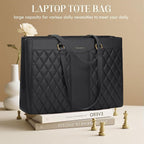 RAINSMORE Laptop Bag for Women 15.6 Inch Work Tote Bags Leather Laptop Tote Professional Laptop Purse Computer Handbag Womens Briefcase Tote with Clutch for Teacher Office Travel, Black