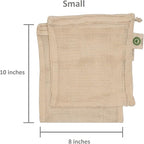 Reusable Cotton Mesh Produce Bags - 100% Organic Cotton, Durable, Double Stitched, Washable with Tare Weight & Drawstring - Mesh Bags for Grocery Shopping, Vegetables & Fruits | Set of 6 (2L, 2M, 2S)