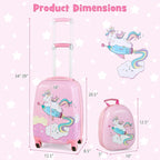 Goplus Kids Luggage Set, 12" & 18" Kids Carry On Luggage Set, Multi-directional Wheels Suitcase, Large Capacity Rolling Trolley Suitcase, Gift for Boys and Girls Toddlers Children Travel