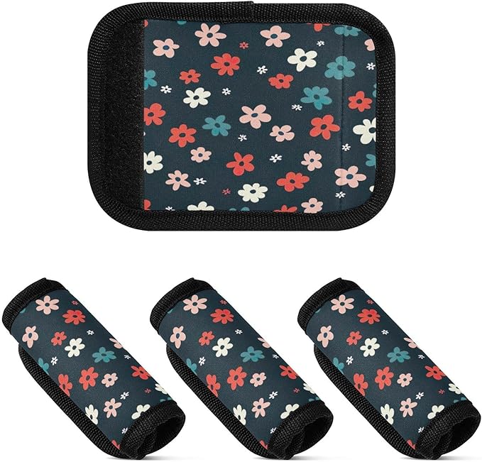 Qilmy Fresh Style Floral Fragments Luggage Handle Wrap 2Pack Luggage Identifiers Tag Comfort Handle Grips Cover for Stroller Suitcase Bag Airplane Travel Accessories1577