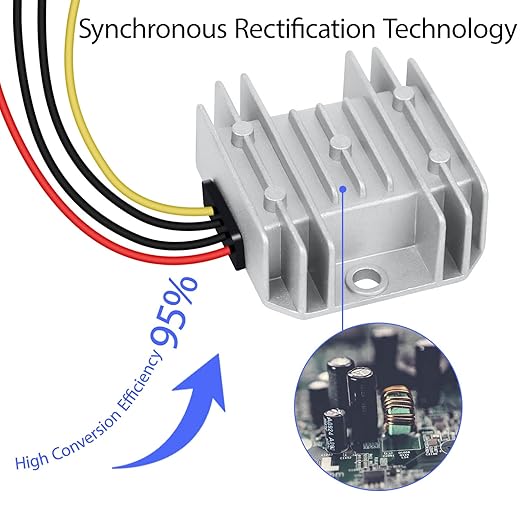 LeMotech DC 12/24v to 5v Converter 5A 25W Step Down Converter Voltage Regulator IP68 Waterproof Transformer for Golf Cart Truck Boat Vehicle