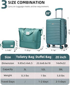 LARVENDER Carry on Luggage 22x14x9 Airline Approved, Expandable 20 Inch Hardside Suitcase with Wheels TSA Lock, PC+ABS Lightweight Carry on Suitcases for Women and Men, Lake Green (20/DB/TB)