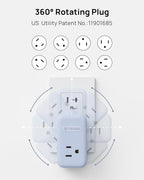 TROND Outlet Extender with 360 Rotating Plug, 3 Way Plug Splitter with PD 20W USB C Adapter, Multi Wall Adapter, Colorful Outlet Extension for Home Decoration, Travel Cruise Essentials