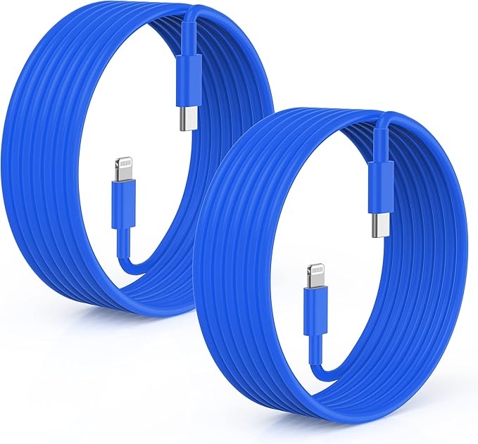 2Pack Blue Fast Charger Cable 10ft [Apple MFi Certified], USB Type C to Lightning Cable 10 Foot for Apple iPhone 14 13 12 Pro XR XS Max X 8 Plus