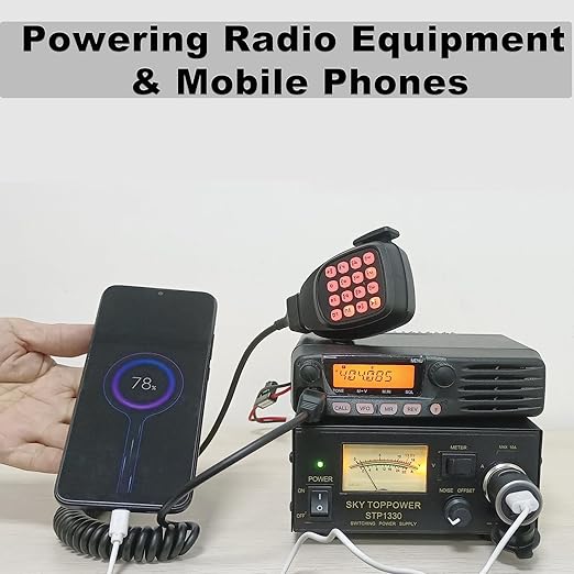 13.8V 30A Power Supply for Ham Radio - AC to DC Converter with Cigarette Lighter Socket & Cooling Fan, STP1330 (SKY TOPPOWER)