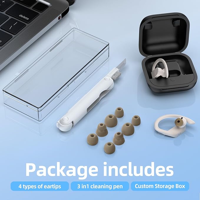 4 Pair Replacement Ear tip for Powerbeats Pro, Beats Earbuds Replacement Tips,Wireless Earphone Headphones, Silicone Earbuds Buds Set with Cleaning kit (Green)