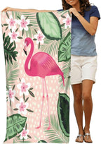 COMFAR Flamingo Microfiber Beach Towel for Women/Adults, Cute Personalized Beach Towels Bulk, Big Extra Large Beach Towels Oversized Clearance, Quick Dry Sand Free Pool Towel 30"x 60"