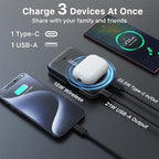 NOBIS for Magsafe Battery Pack 10000mAh, Dual-Foldable Wireless Magnetic Power Bank with LED Display Magnetic Portable Charger 22.5W PD Fast Charging Type C in&Out for Phone 16 S25