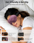 3 Pack Sleep Masks for Women Men: Zero Eye Pressure Airplane Travel Essentials - 100% Blackout Eye Masks for Sleeping - Side Sleep Comfort Cover for Lash Extensions