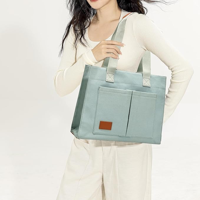 Canvas Laptop Tote Bag for Women | Pockets, Stands Upright, Convertible
