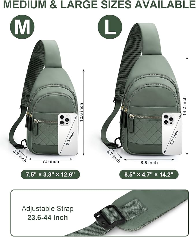 Capolo Sling Bag for Women Men Waterproof Crossbody Bags for Women Trendy Casual Fanny Pack with Convertible Shoulder Strap Chest Bag for Travel Hiking(Green, Large)
