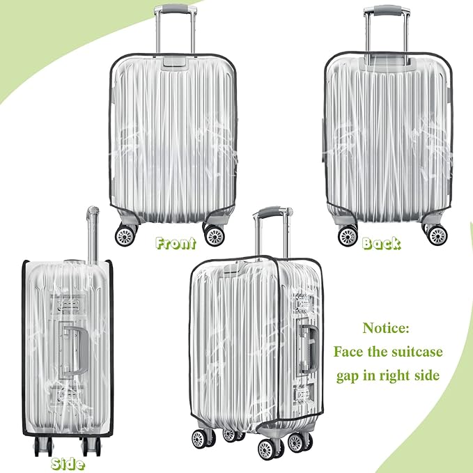 Reginary 8 Pieces Clear Luggage Cover PVC Waterproof Suitcase Cover Protector for Luggage Spinner Wheels Suitcase(20 Inches, 24 Inches, 28 Inches, 30 Inches)